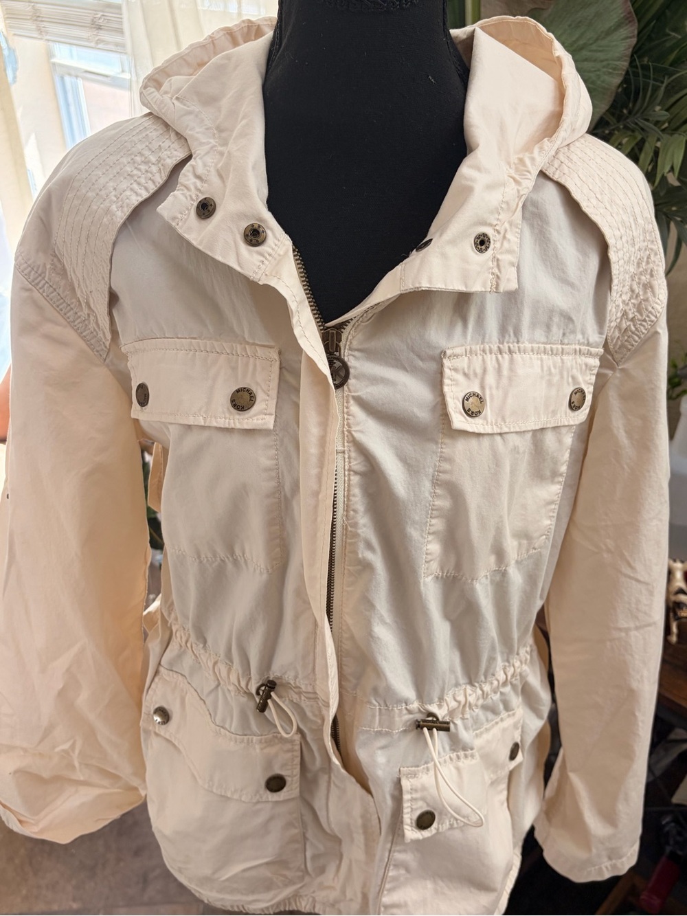 Michael Kors Cream Hooded Utility Jacket